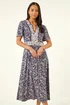 Roman Navy Petite Contrast Floral Stretch Dress - 16 Image 2