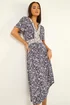 Roman Navy Petite Contrast Floral Stretch Dress - 16 Image 1