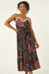 Roman Black Petite Abstract Leaf Crochet Trim Dress - 10 Image 4