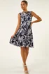 Roman Navy Floral Print Lace Stretch Dress - 16 Image 2