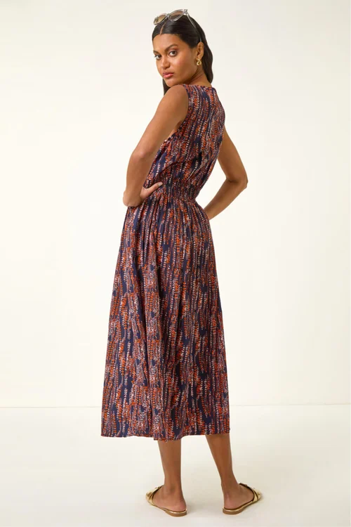 Roman Rust Leaf Print Wrap Midi Dress - 18 Image 3