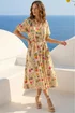 Roman Stone Petite Postcard Tie Waist Midi Dress - 14 Image 2
