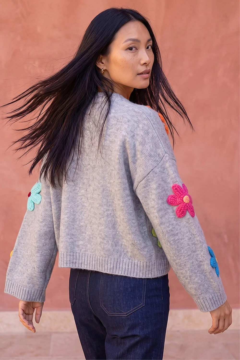 Roman Grey Multi Floral Knit Cardigan - 16 Image 2