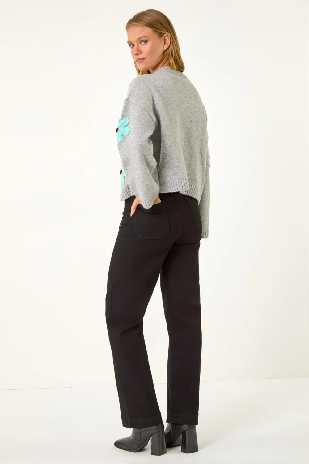 Roman Grey Multi Floral Knit Cardigan - 16 Image 3