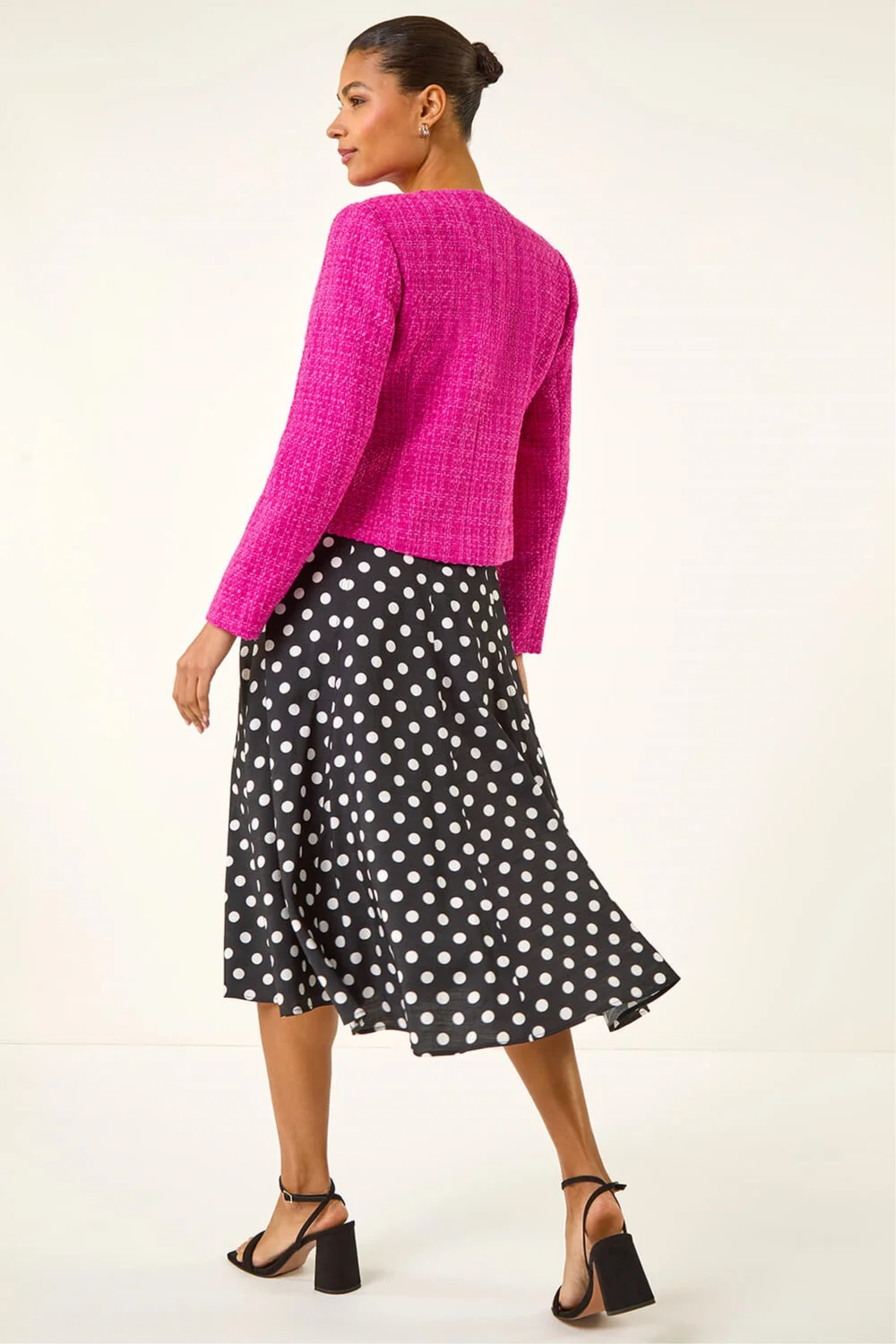 Roman Violet Collarless Buttoned Boucle Jacket - 14 Image 3