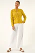 Roman Yellow Crochet Knit Cardigan - L Image 2