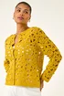 Roman Yellow Crochet Knit Cardigan - L Image 3
