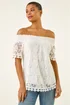 Roman Ivory Lace Detail Bardot Top - 12 Image 1