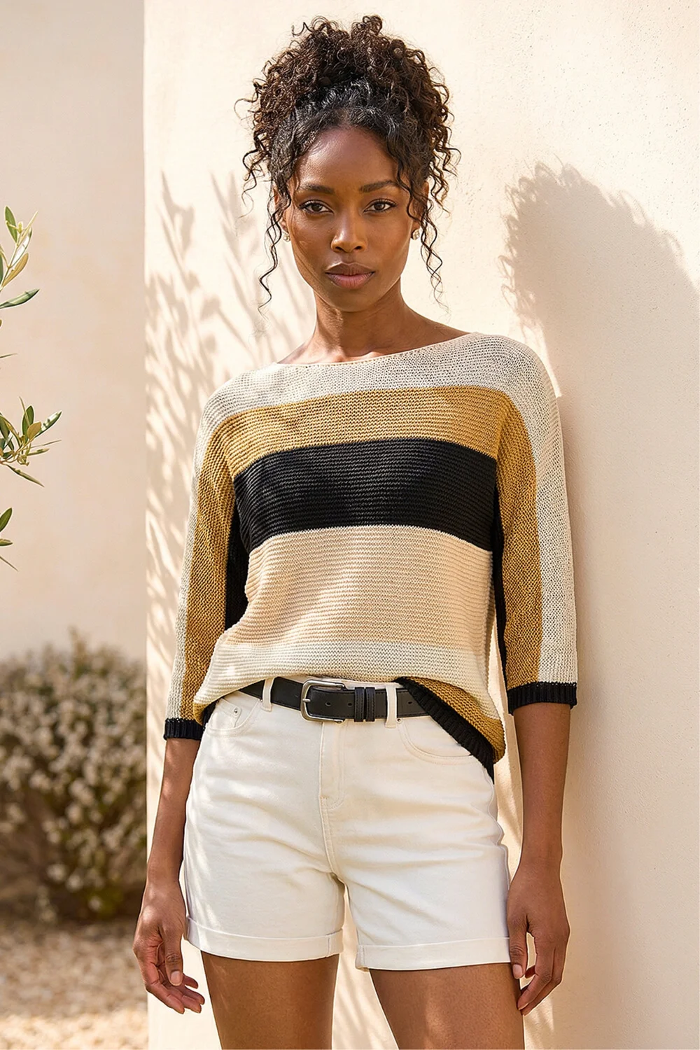 Roman Beige Colour Block Stripe Jumper - 14 Image 1