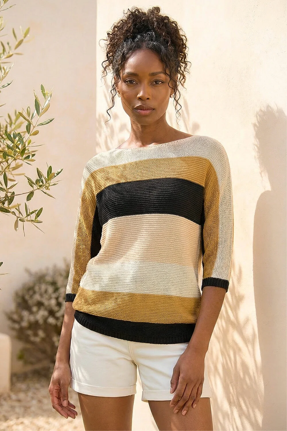 Roman Beige Colour Block Stripe Jumper - 14 Image 2