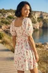 Dusk Ivory Floral Print Shirred Dress - 18 Image 3