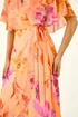Roman Peach Petite Floral Tie Front Cape Dress - 12 Image 4