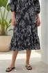 Roman Black Floral Puff Print Buttoned Midi Dress - 12 Image 4