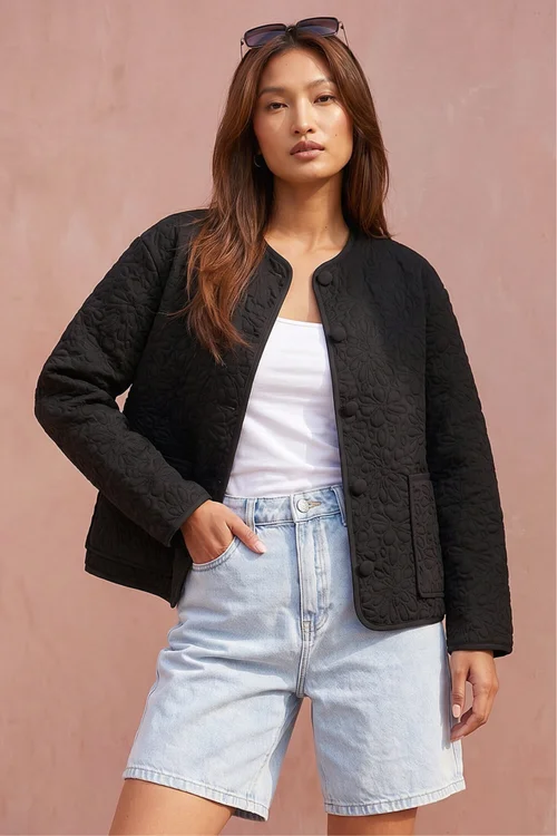 Roman Black Patterned Pocket Edge Jacket - 10 Image 1