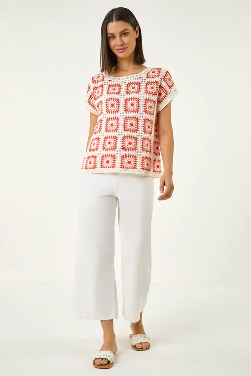 Roman Orange Crochet Knitted Top - 14 Image 3