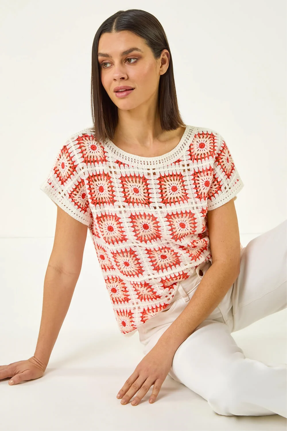 Roman Orange Crochet Knitted Top - 14 Image 2