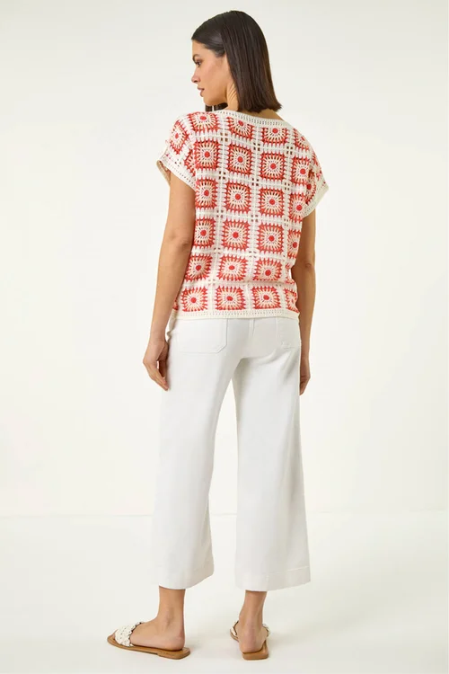 Roman Orange Crochet Knitted Top - 14 Image 4