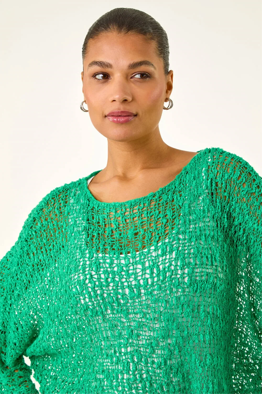 Roman Green Light Weight Open Knit Jumper - S Image 4