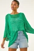 Roman Green Light Weight Open Knit Jumper - S Image 1