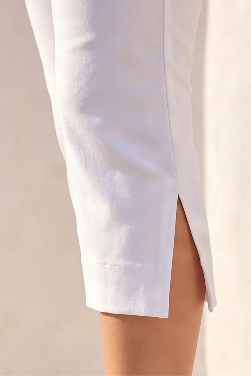 Dusk White Split Hem Bengaline Capri Trouser - 10 Image 4