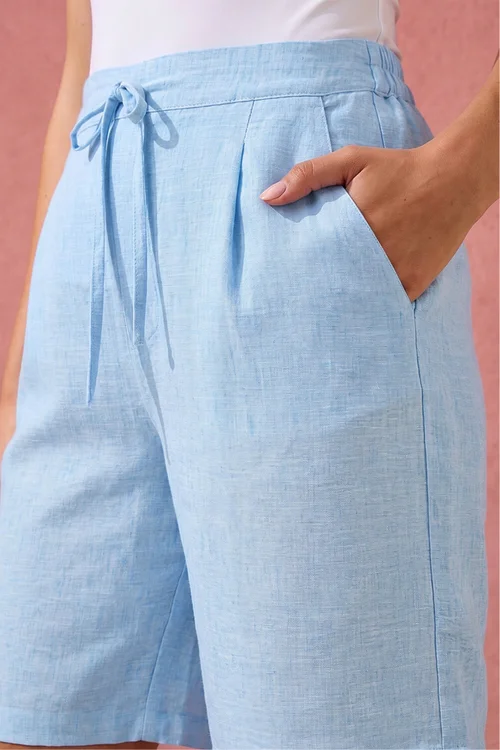 Roman Blue Textured Bermuda Short - 16 Image 4