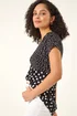 Roman Black Contrast Polka Dot Gathered Top - 20 Image 2
