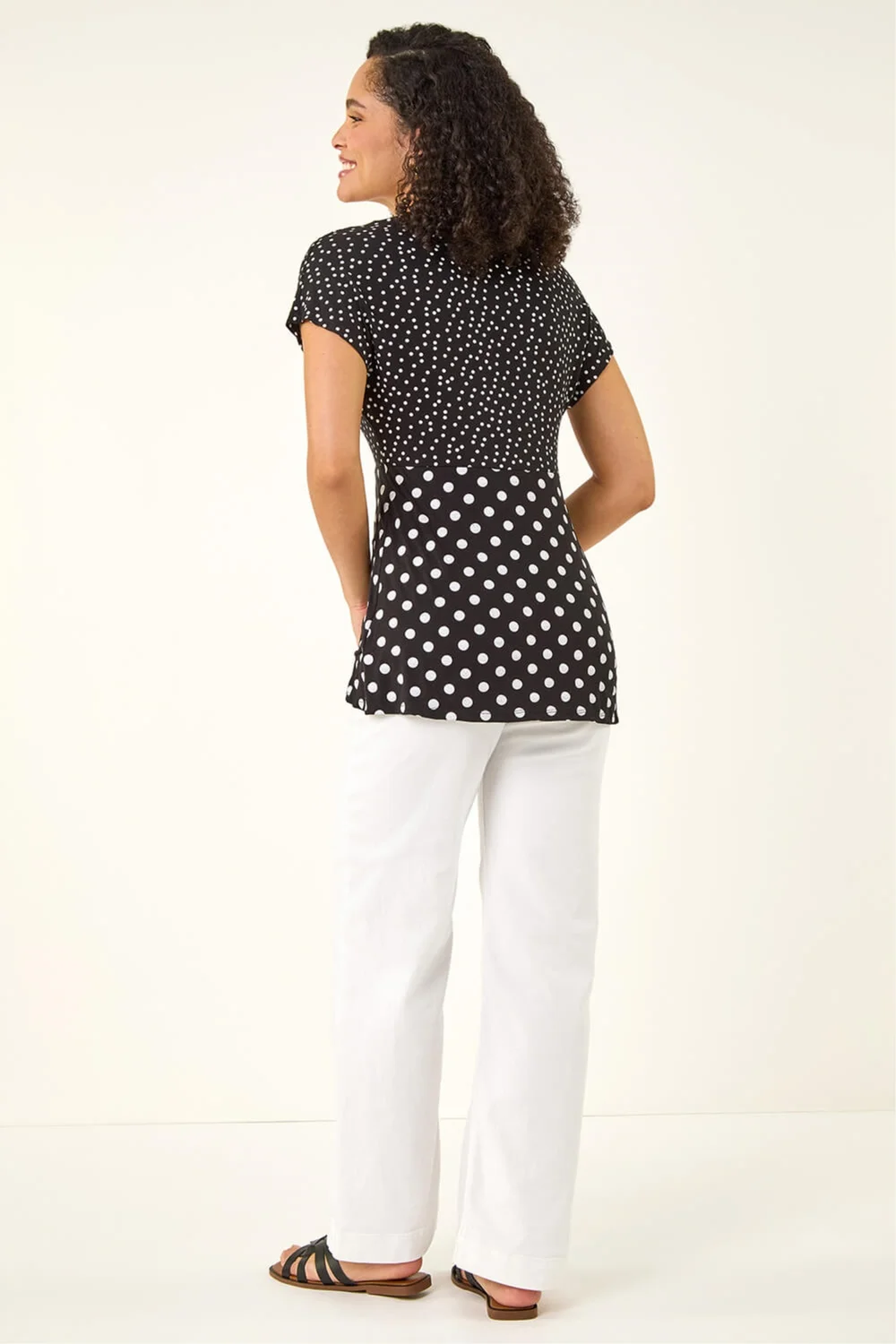 Roman Black Contrast Polka Dot Gathered Top - 20 Image 4