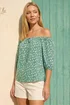 Roman Sage Floral Puff Print Bardot Top - 16 Image 1