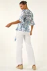 Roman Blue Floral Frill Wrap Top - 12 Image 3