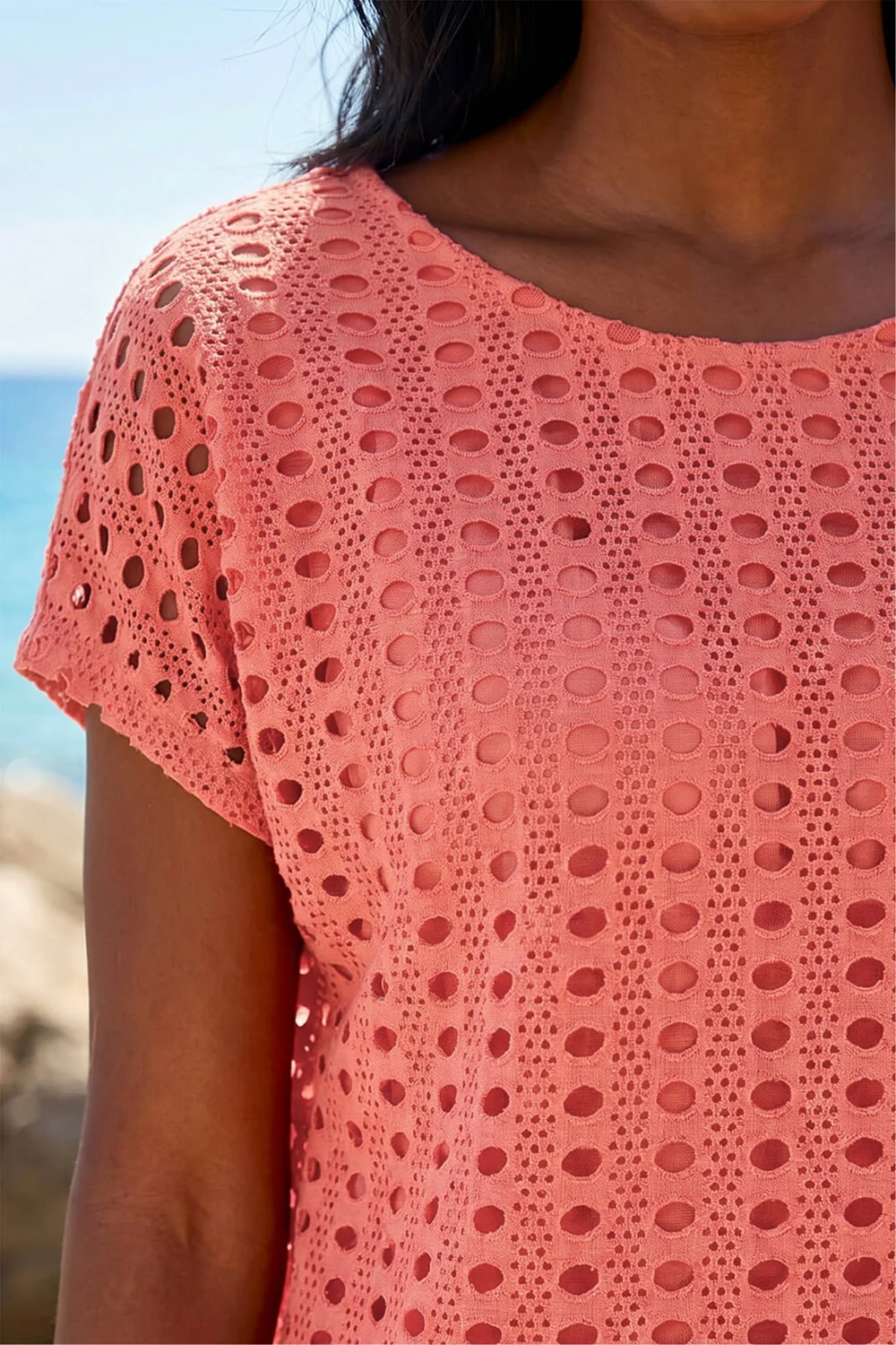 Roman Coral Cut Out Detail Stretch Top - 16 Image 4