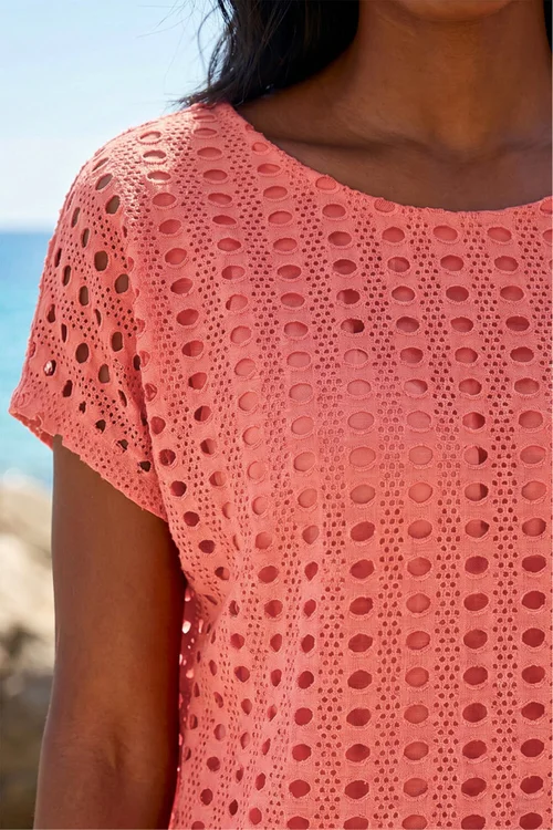 Roman Coral Cut Out Detail Stretch Top - 16 Image 4