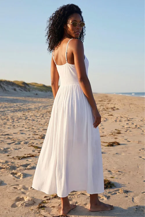 Roman White Lace Bodice Strappy Midi Dress - 16 Image 3
