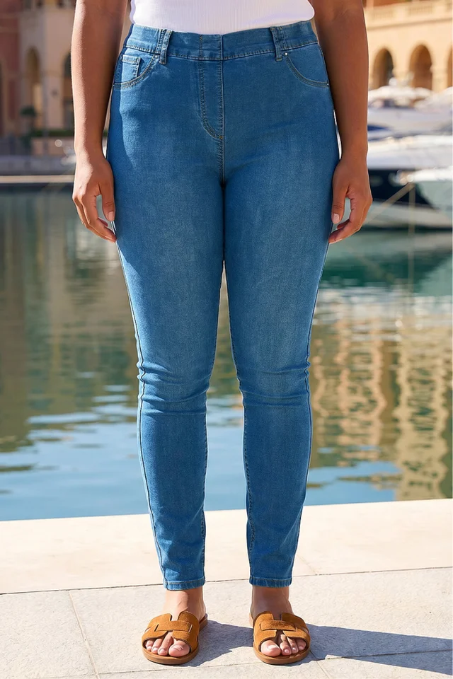 Roman Denim Curve Denim Elastic Waist Jegging