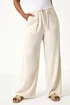 Roman Natural Petite Linen Mix Wide Leg Trouser - 10 Image 4