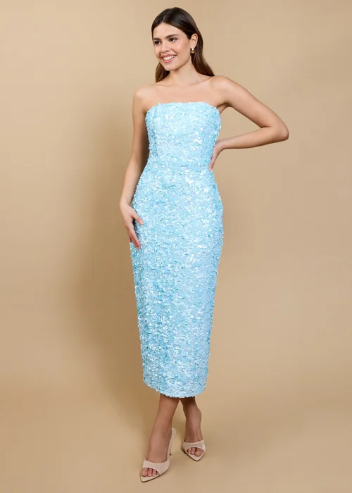 Little Mistress Pale Blue Sequin Midaxi Dress - 8 Image 1