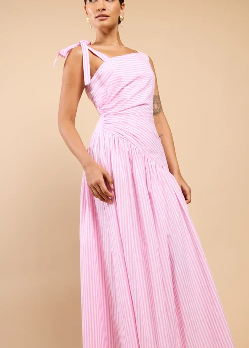 Little Mistress Pink Stripe Asymmetric Midaxi Dress - 12 Image 4