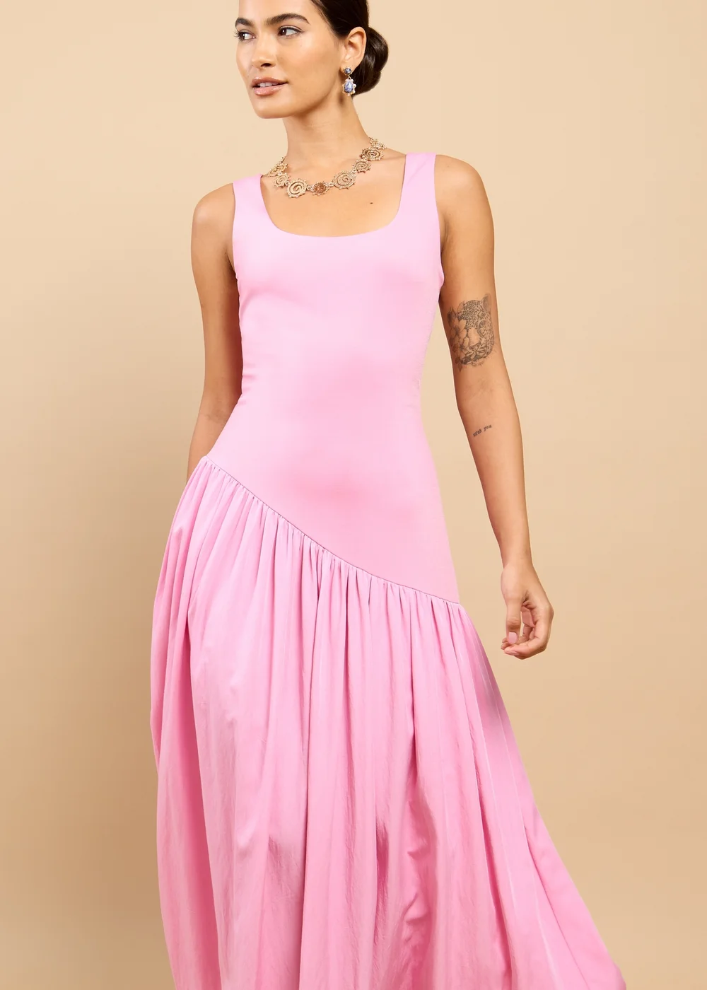 Little Mistress Pink Dropped Waist Midaxi Dress - 16 Image 4