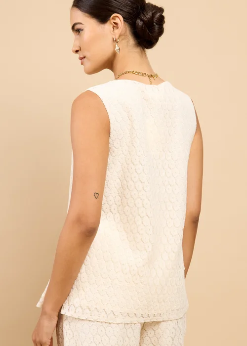 Little Mistress Cream Lace Bow Detail Top - S Image 2