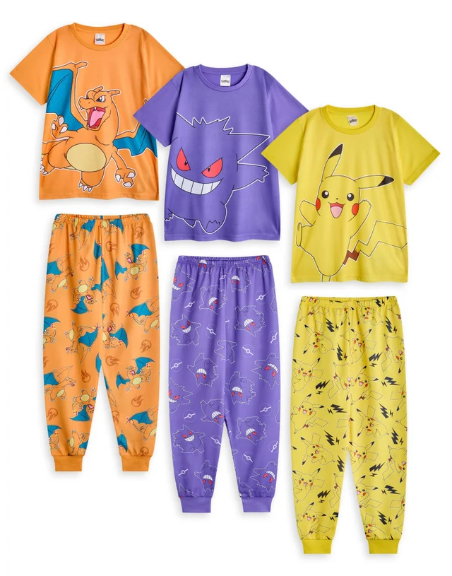 Vanilla Underground Pokemon Boys Pikachu, Gengar, Charizard SS Pyjama Set (4-14 Years) - Pack of 3