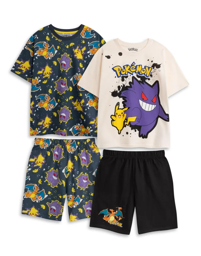 Vanilla Underground Pokemon Boys Multicoloured Short Pyjama Set (4-14 Years) - Pack of 2