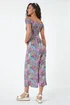 Dusk Blue Floral Shirred Stretch Bardot Jumpsuit - 12 Image 3