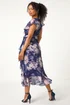 Roman Navy Petite Floral Print Frill Midi Dress - 16 Image 3