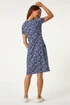 Roman Navy Petite Ditsy Floral Pocket Stretch Dress - 10 Image 3
