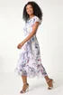 Roman Grey Petite Floral Print Wrap Frill Midi Dress - 12 Image 1