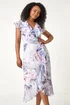 Roman Grey Petite Floral Print Wrap Frill Midi Dress - 12 Image 2