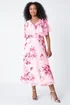 Roman Light Pink Petite Floral Cape Chiffon Midi Dress - 16 Image 1