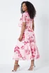 Roman Light Pink Petite Floral Cape Chiffon Midi Dress - 16 Image 3