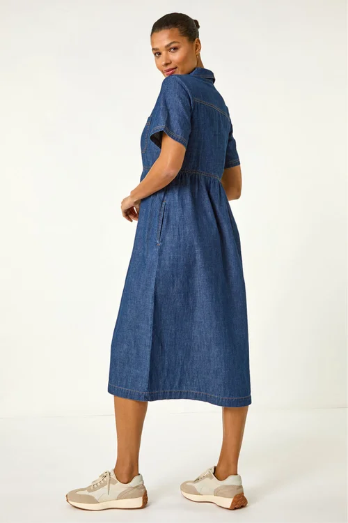 Roman Denim Zip Midi Dress - 10 Image 3