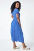 Roman Royal Blue Petite Spot Print Stretch Midi Dress - 14 Image 3