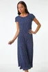 Roman Navy Petite Spot Print Crinkle Midi Dress - 12 Image 2
